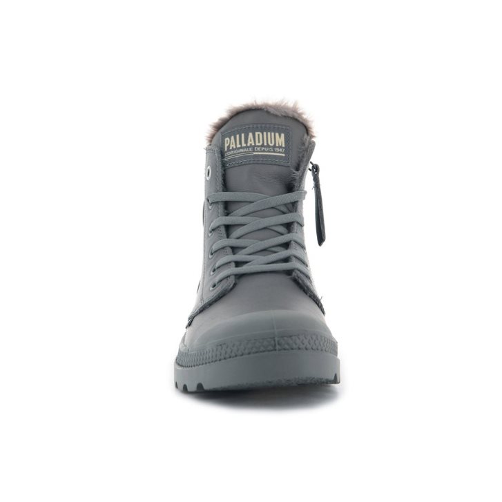 Bottes Palladium Pampa Hi Zip Leather S Femme Grise | FR IZY610Q